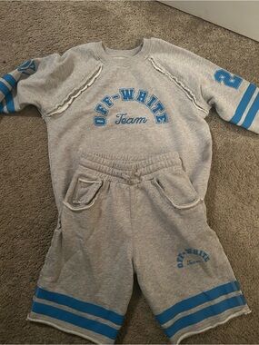 Off-White Grey and Blue Kids Sweatshorts